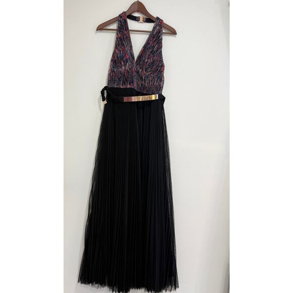 NEW Hutch Liona Halter V-Neck Tulle Maxi Dress Size 2